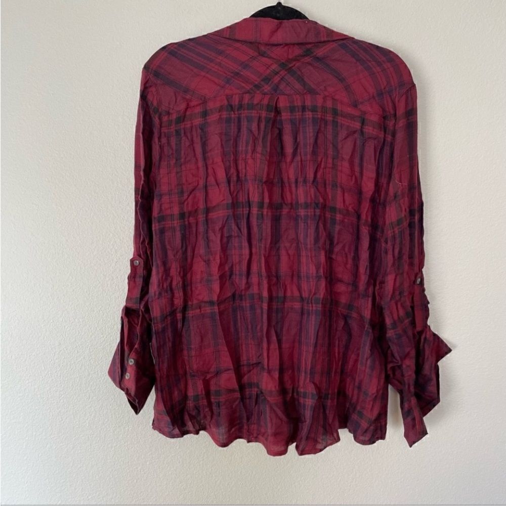 Tinsel stitch fix red & black plaid flannel button up shirt. Size L - Picture 2 of 6